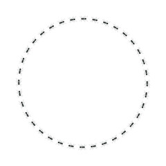 Ants circle frame. Path ants on circle. Ant trail colony. Marching ants in search of food. Vector Illustration 10 eps