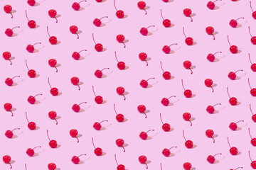 Festive pattern of sweet red maraschino cherries