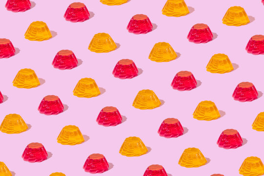 Festive pattern of colored moulded jelly
