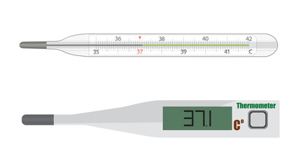 Electronic and mercury thermometers are medical devices for measuring body temperature