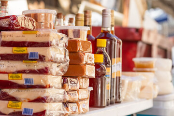 Honey, dulce de leche, products found at the fair