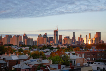 Sunrise hits the city