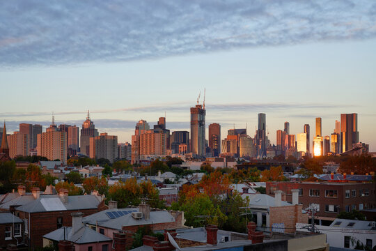 Sunrise hits the city