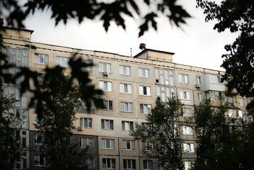 Fototapeta na wymiar old soviet buildings, khrushchevs, nine-story buildings, old soviet past
