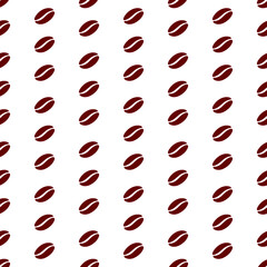 Small brown coffee beans on a white background. Vector seamless pattern in flat style. Wallpaper design for textile, fabric, wrapping decor and other graphics