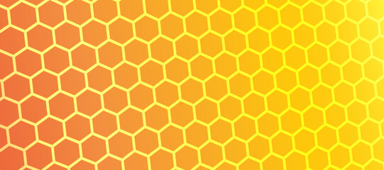 Honeycomb bee technology background bright orange hexagon for banner, web site, poster, bussines card, visualization big data. Futuristic abstract background. VEctor 10 eps - obrazy, fototapety, plakaty