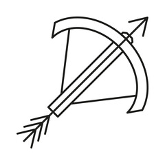 Crossbow, arrow concept line icon. Simple element illustration. Crossbow, arrow concept outline symbol design from war set. Can be used for web and mobile on white background