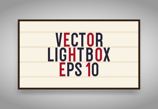 Lightbox vector retro banner, vintage billboard or bright signboard with changeable letters on grunge background. 10 eps