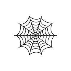 Vector outline illustration of a simple Halloween spider web on a white background.Useful for halloween party decoration, hand drawn image