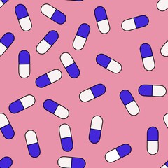Medicine seamless pills pattern for kids and wrapping paper and clothes and packaging and fabrics