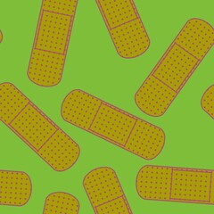 Medicine plaster seamless cartoon patch pattern for clothes print and wrapping paper and drugstore and kids