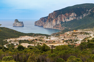 Obraz premium Old mine ruins in the area between Masua and Nebida on Sardinia island