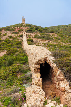 Old ruins near the town of Gonnesa on Sardinia island