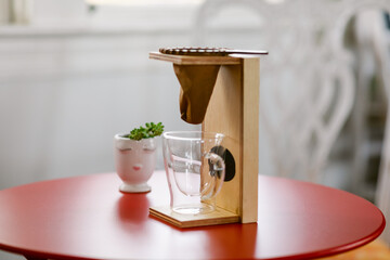 Handmade wood drip coffee maker