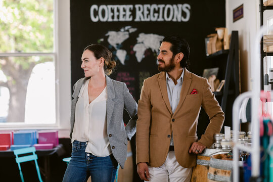 Coffee shop owner couple