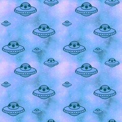 Spaceship seamless ufo pattern for kids and clothes print and accessories and wrapping paper and wrapping paper © Tetiana