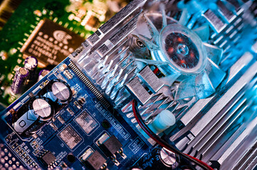 Close up of old computer parts