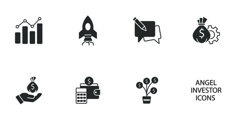Angel investor icons set .   Angel investor pack symbol vector elements for infographic web