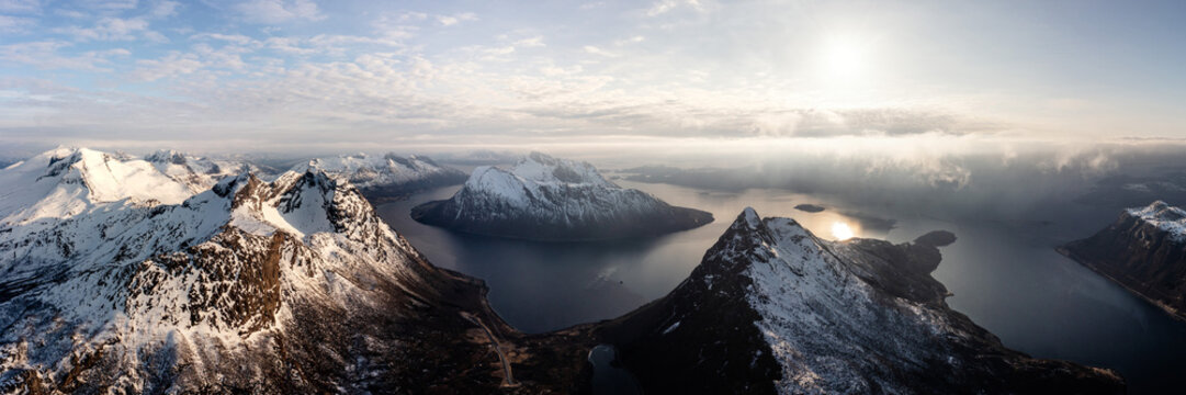 Aerial of Aldra Island Lur&Atilde;&cedil;y Nordland Norway arctic circle
