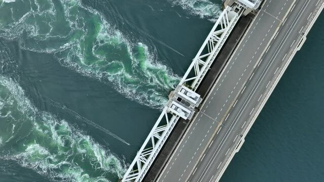 Bird's Eye View of a Storm Surge Barrier in the Netherlands