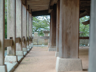 神社の拝殿の柱