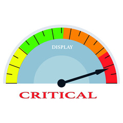Color scale with an arrow from yellow to red. The measuring device icon- sign dangerous. Vector illustration