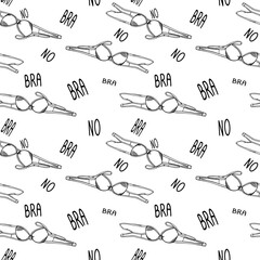 World no bra day. Vector illustration. October 13. Line art. 
