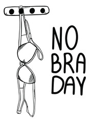 World no bra day. Vector illustration. October 13. Line art