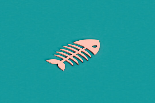 a pink cartoonish fishbone