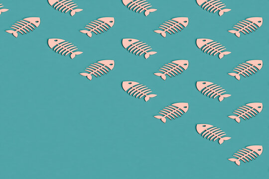 pink cartoonish fishbones. 3d render