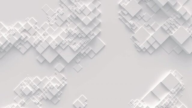 Abstract motion background from random moving cubes, seamless loop animation