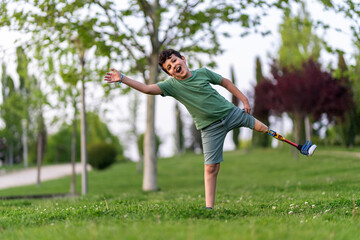 Portrait of boy with disability