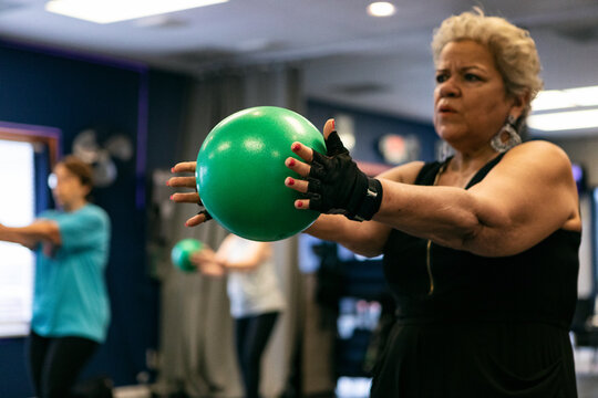 Workout Class Using Exercise Ball