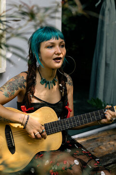 Blue haired girl