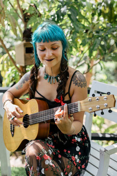 Blue haired girl