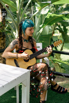Blue haired girl
