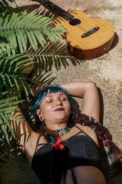 Blue haired girl