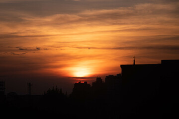beautiful sunset in the city