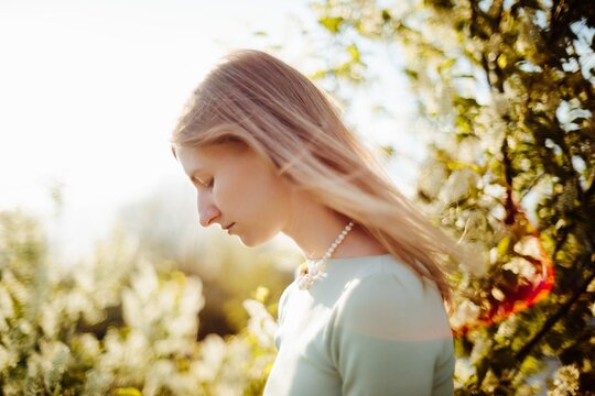 Woman summer portrait outdoors 