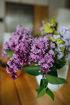 Beautiful bouquet of lilac at home