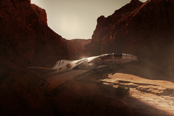 Crashed ship on Mars