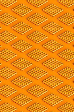 vertical pattern of many orange waffles