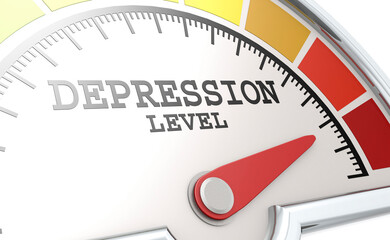 Depression level measuring scale with color indicator