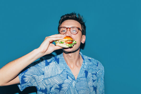 Man Eating Hamburger 