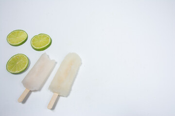 Lemon popsicle with white background