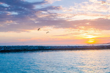 Sunsets on the ocean. California. Newport Beach