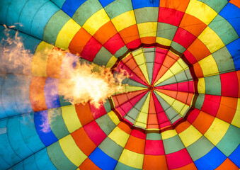 Inside a hot air balloon