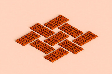 rhombus from chocolate bars. 3d render