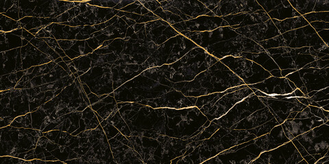 Naklejka na ściany i meble Gold Patterned natural of black marble (Gold Russia) texture background for product design
