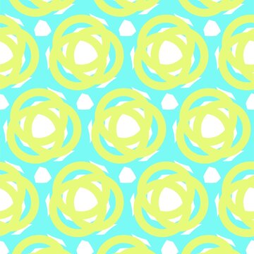 Aqua Blue And Lime Green Fun Seamless Pattern Background